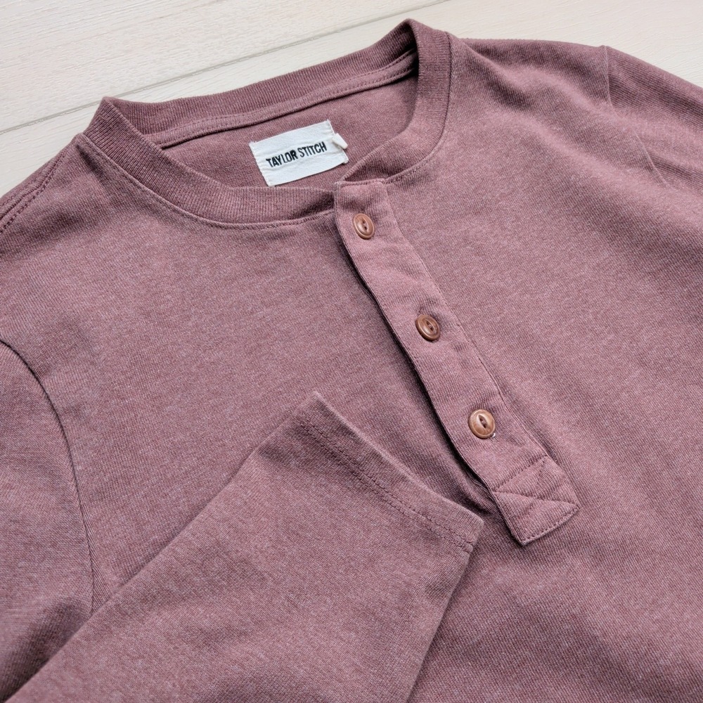 Taylor Stitch The Heavy Bag‎ Henley Shirt Mens 36 Long Sleeve Burgundy Huckberry